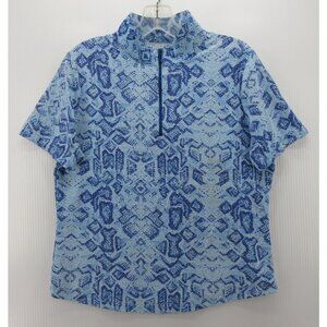 Ibkul Top Medium Golf Performance Shirt 1/4 Zip Geometric Active *